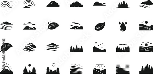 Mountain landscape icon set