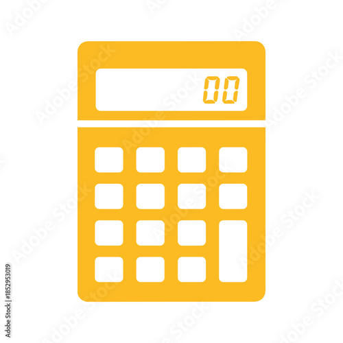 Simple yellow calculator icon with zero display