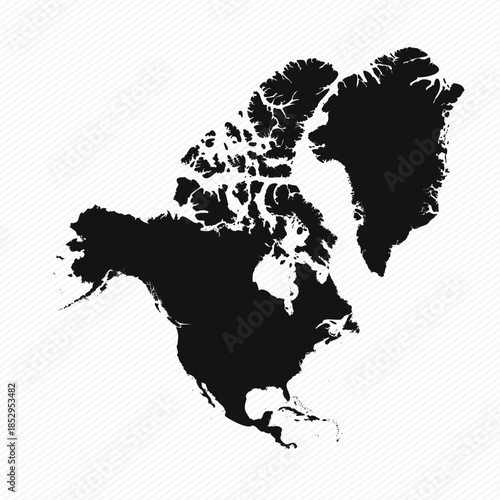 Black and White North America Simple Map