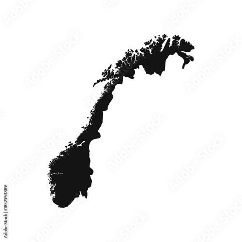 Black and White Norway Simple Map