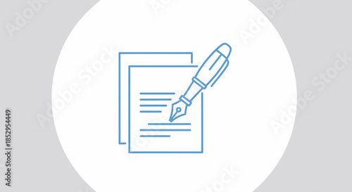 Illustration of a Pen Writing on Paper, Representing Writing and Documentation.