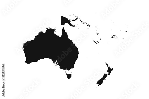 Black and White Oceania Simple Map