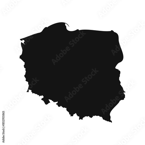 Black and White Poland Simple Map