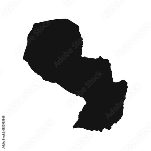 Black and White Paraguay Simple Map