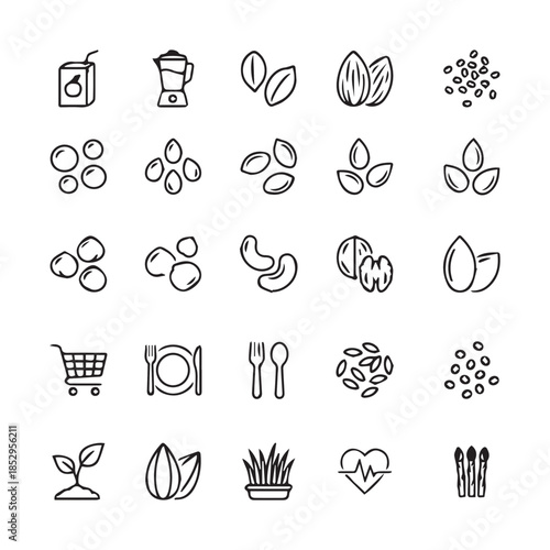 Minimalist Food Symbols and Kitchen Tools Vector Illustration