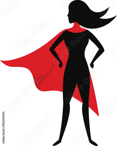 Empowered woman superhero silhouette