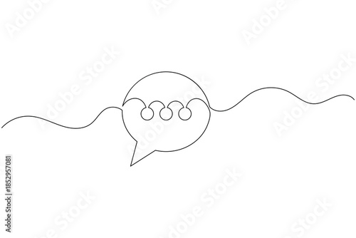 Continuous one line drawing of a speech bubble representing communication and dialogue