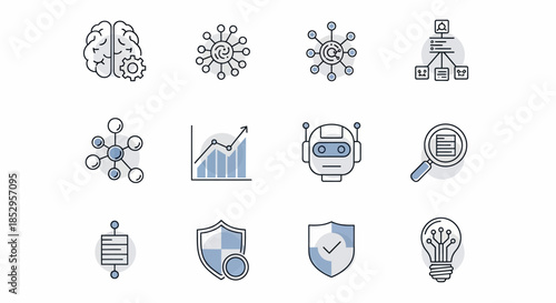 Collection of AI and Technology Icons for Digital Solutions.