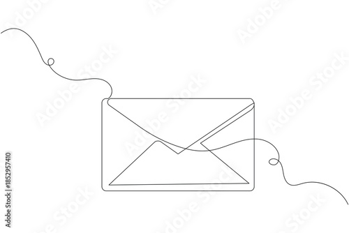 Continuous one line drawing of an envelope for mail and email communication