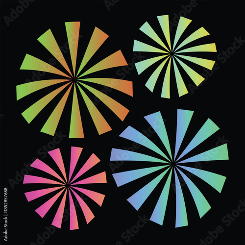 Vibrant Spinning Pinwheels with Psychedelic Gradient Patterns
