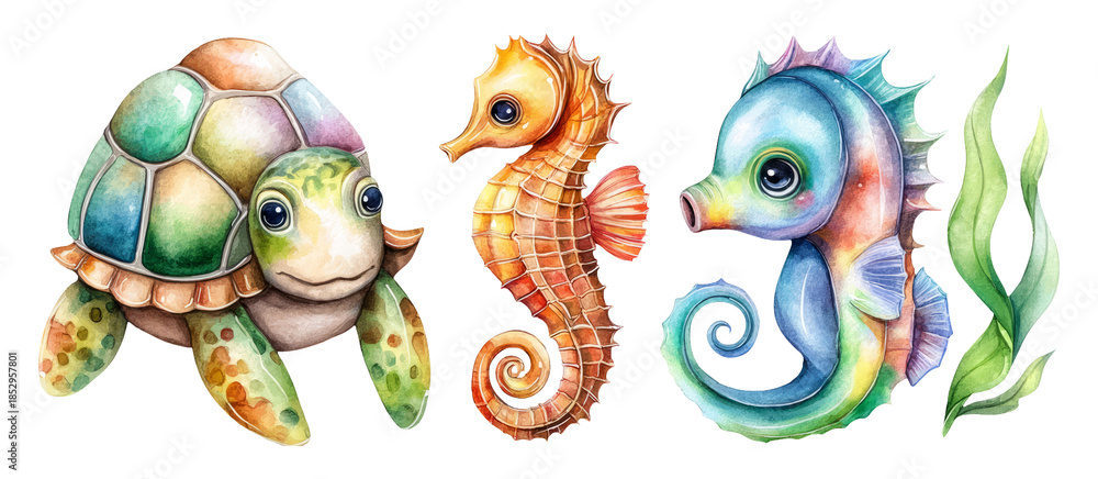 Fototapeta premium Colorful Water Animals for Festival Celebration Illustrations and Concepts