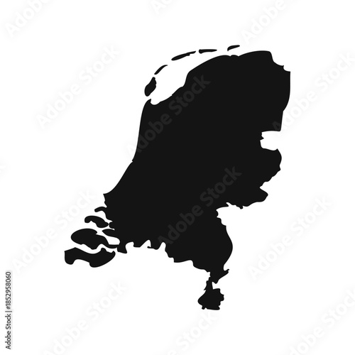 Black and White Netherlands Simple Map