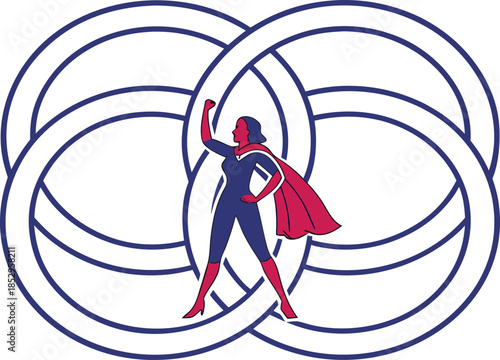 Empowered woman superhero symbol for women's day