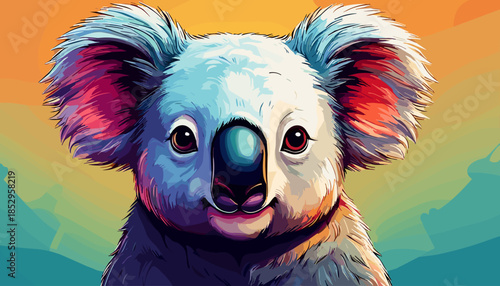 Colorful Koala Portrait - A Captivating Gaze into the Wild.