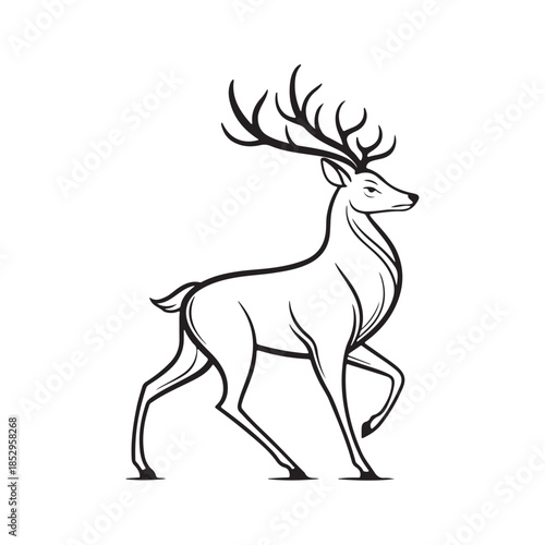 One Stroke Reindeer Minimal Icon.