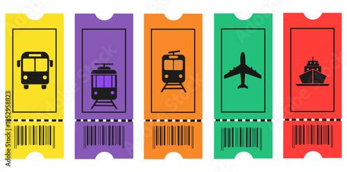 Transportation Tickets: A set of colorful transportation tickets, each representing a different mode of transport, inviting journeys and explorations.
