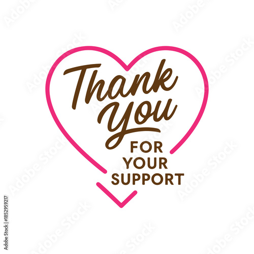 Thank You Heart Typography – Appreciation Support Quote Vector Design