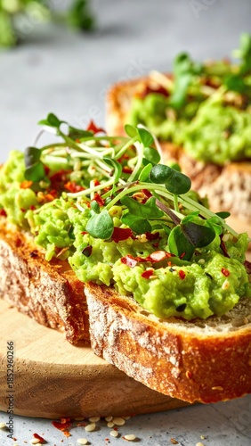 Close-Up of Avocado Toast with Gourmet Garnish