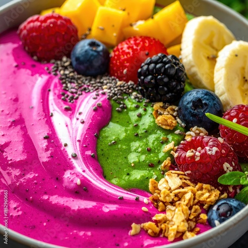 Close-Up of a Vibrant Plant-Based Smoothie Bowl