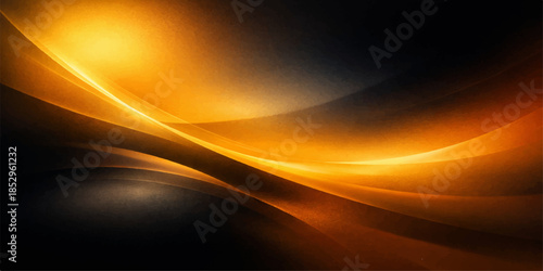 Abstract orange wave background featuring a blurred highway at sunset with fast motion light trails and driving cars on an asphalt road under a sunrise horizon landscape