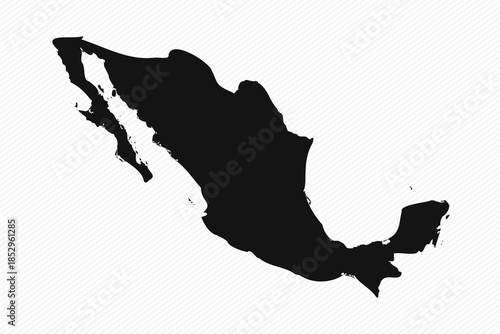 Black and White Mexico Simple Map