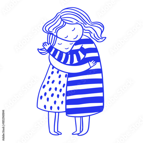 Mother and Child Warm Hug Doodle
