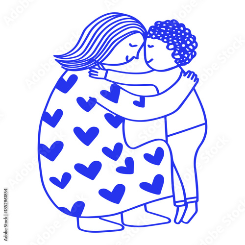 Mother Holding Child With Love Doodle