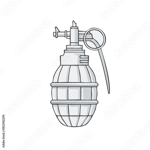 Illustration of a Hand Grenade Ready for Throwing to Attack Enemy or for Self Defense