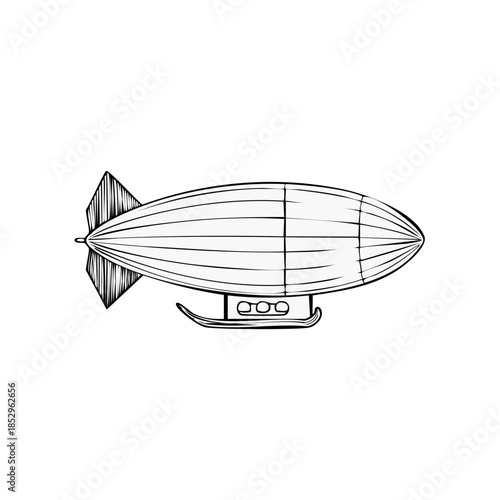 Vintage Airship Dirigible in Sketch Style