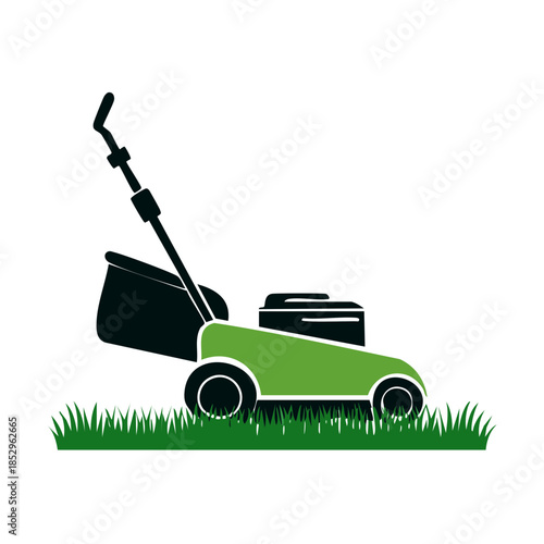 Lawn Mower Cutting Grass Lawn Care Gardening Equipment Home Improvement Vector Illustration