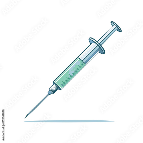 Medical Syringe with Green Liquid for Healthcare Concepts, Vaccinations and Immunizations, Doctor's Tools