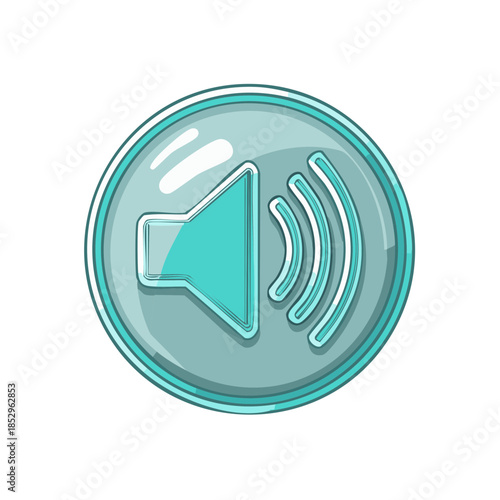 Audio volume symbol hand drawn icon in button style for media design