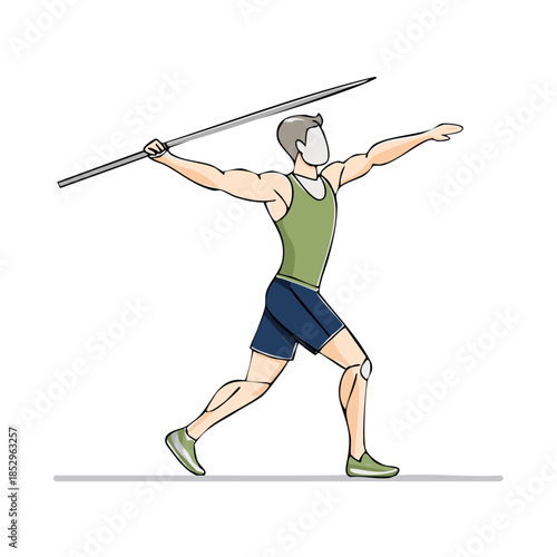 Athlete Throwing Javelin Ready for Athletic Event at Professional Championship