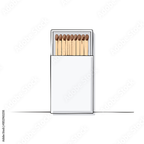 Box of Matches Isolated on White Background Simple Clean Minimalist Illustration