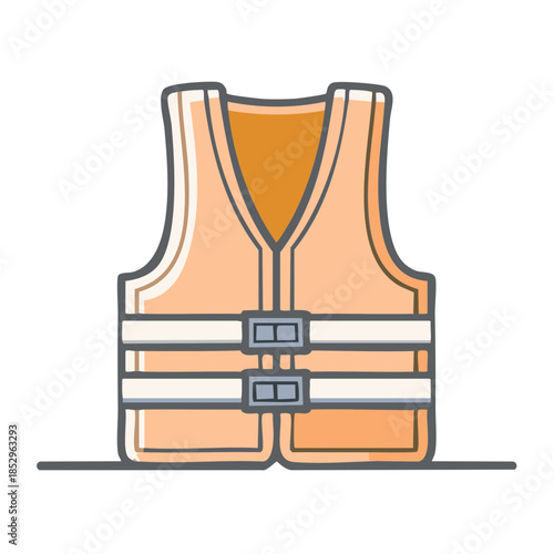 Orange life vest icon with straps for water safety and accident prevention vector illustration