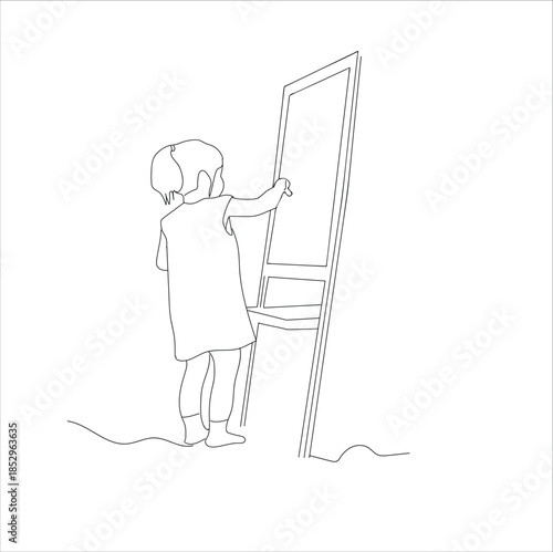 little girl painting on canvas