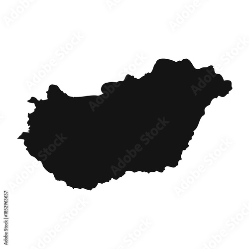 Black and White Hungary Simple Map