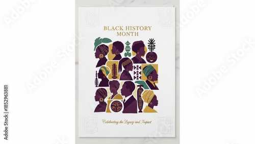 Black history month illustration celebrating legacy and impact with diverse african american profiles