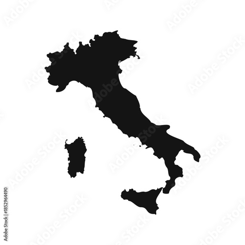 Black and White Italy Simple Map
