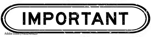 Grunge black important word rubber seal stamp on white background