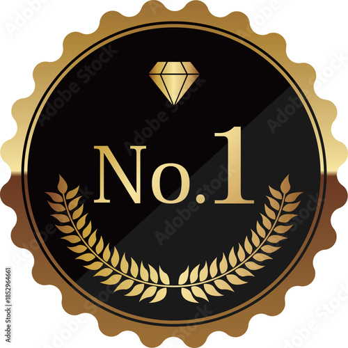 高級感のあるNo.1のエンブレム　ブラック＆ゴールド