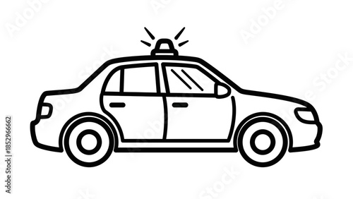 Police Car Coloring Page with Simple Emergency Vehicle Outline for Children