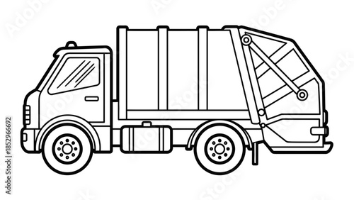Garbage Truck Coloring Page Showing Waste Collection Vehicle for Kids