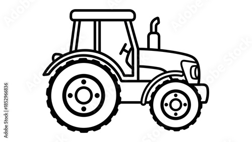 Farm Tractor Coloring Page with Bold Line Art for Kids Learning Activity