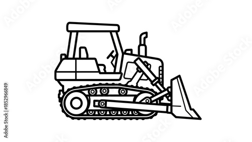 Bulldozer Coloring Page Featuring Construction Machine Line Art for Children