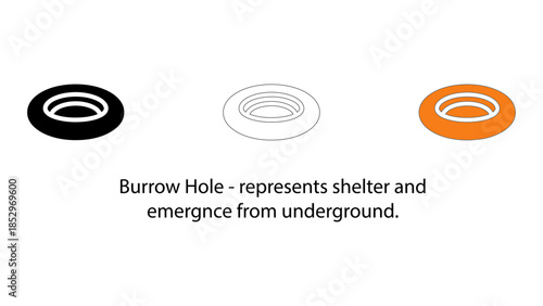 Burrow hole icon representing shelter and emergence from underground