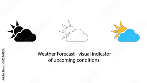 Weather forecast icons showing sun behind cloud