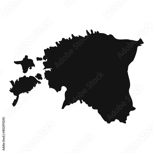 Black and White Estonia Simple Map