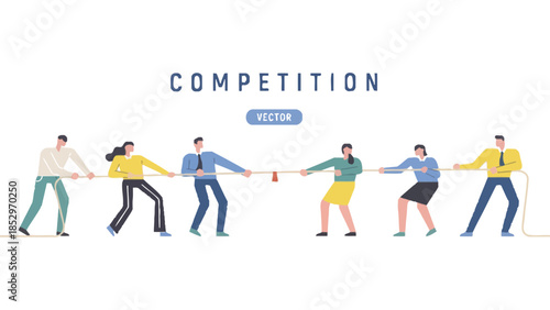 People are engaged in a tug-of-war competition against each other.