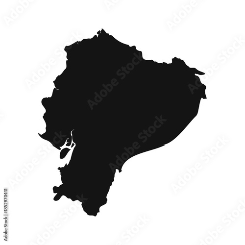 Black and White Ecuador Simple Map